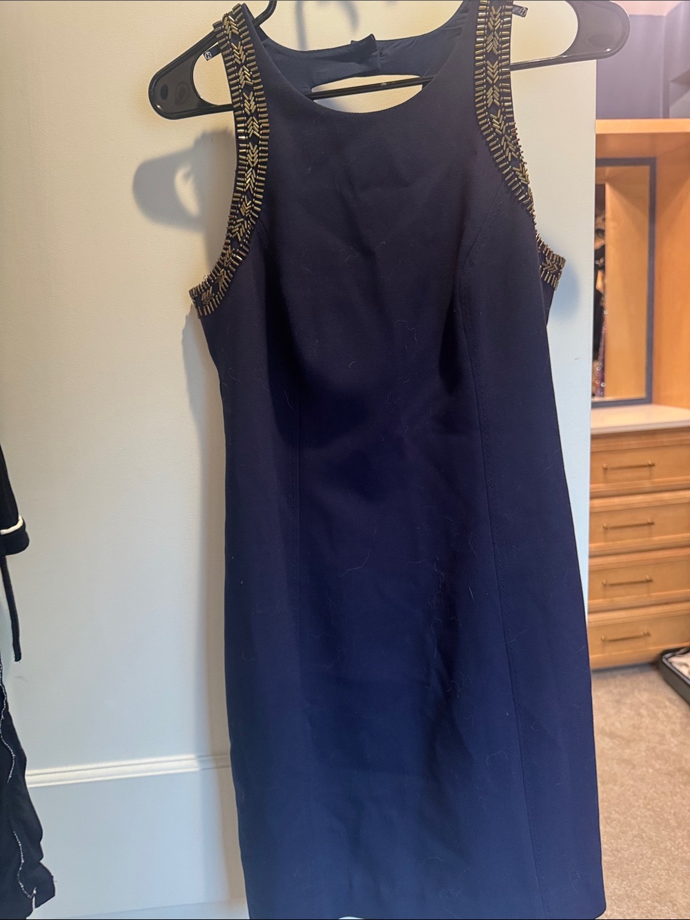 Lilly Pulitzer Navy Sleeveless Beaded-Trim Midi Dress